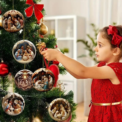 "Birth Of Christ" Disc Flat Ornaments For Christmas Tree Ornament