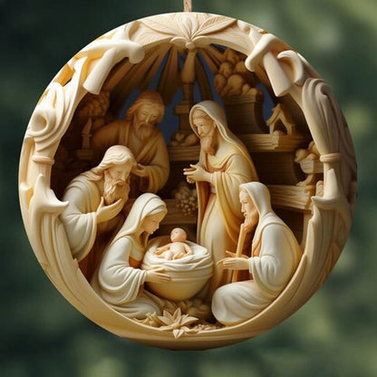 "Birth Of Christ" Disc Flat Ornaments For Christmas Tree Ornament
