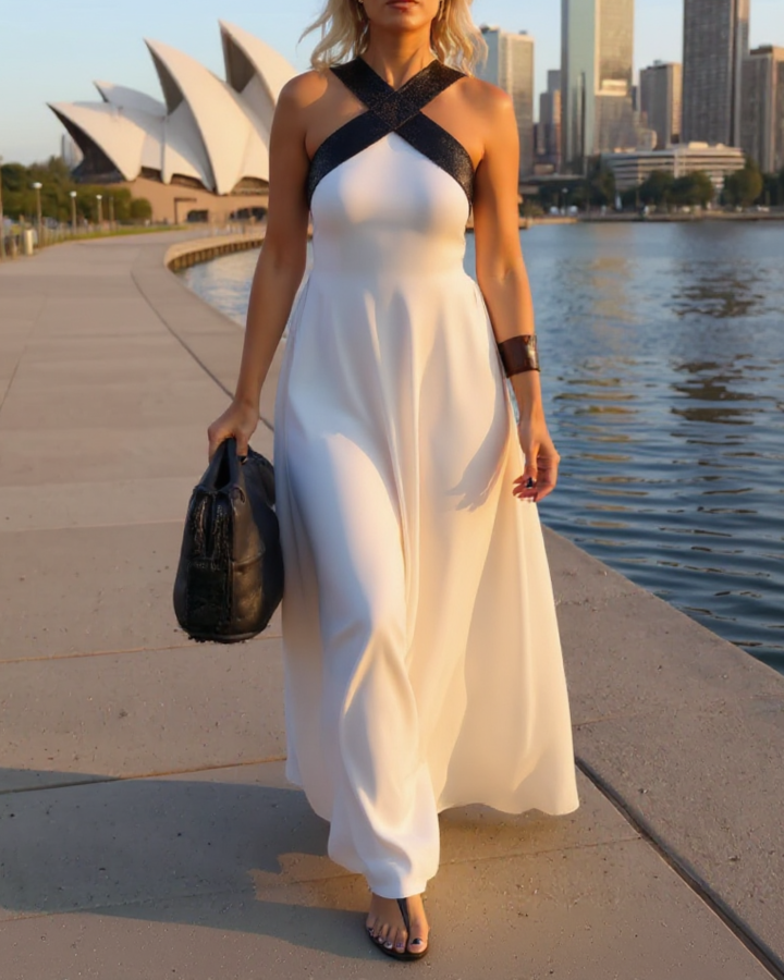 Evelyn Cross-Strap Maxi Dress