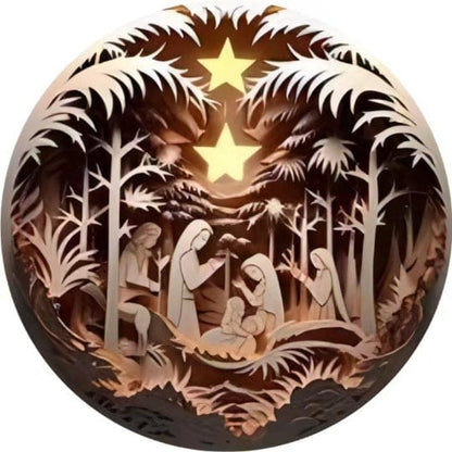 "Birth Of Christ" Disc Flat Ornaments For Christmas Tree Ornament